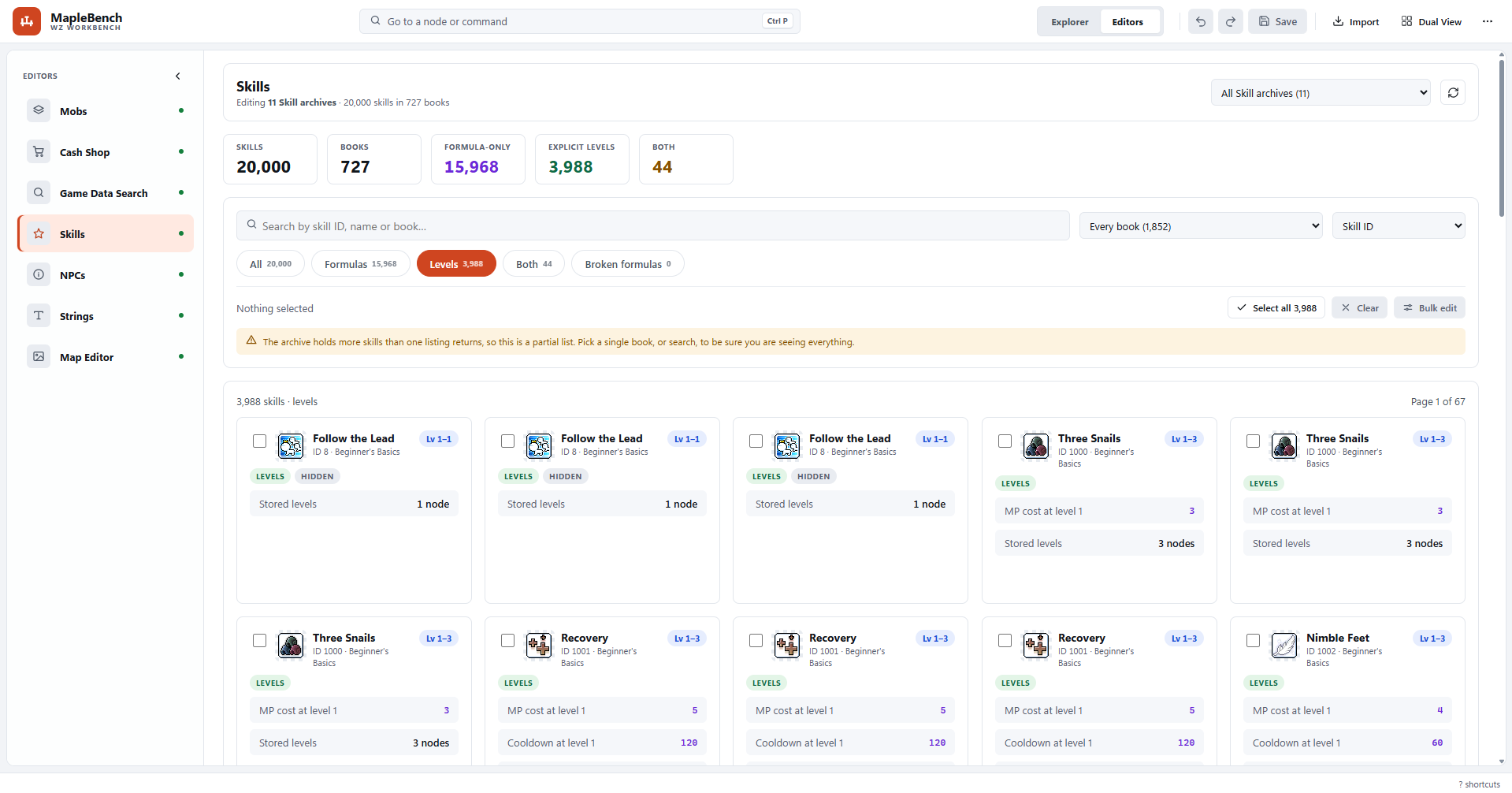 Skills data browser software interface by Kiro